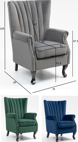 Bl flyelslenestol med reklaffer