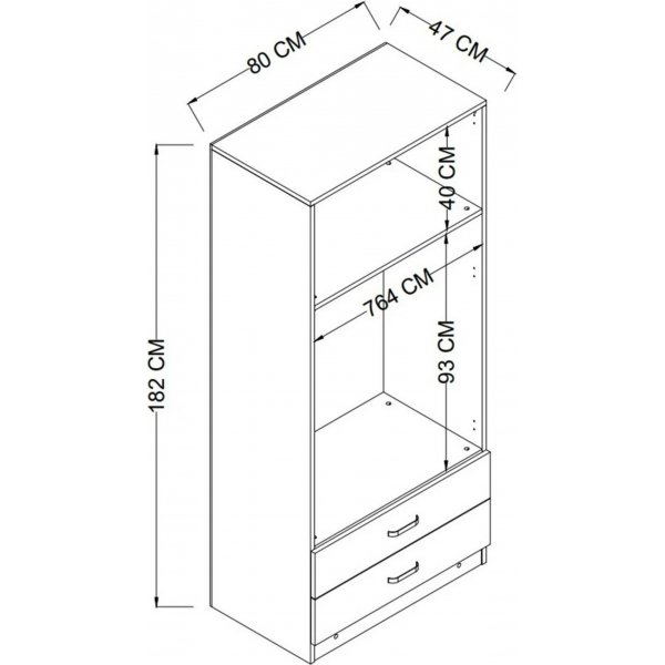 Yaman garderobe 80 x 47 x 182 cm - Matt hvit Yaman garderobe 80 x 47 x 182 cm - Matt hvit