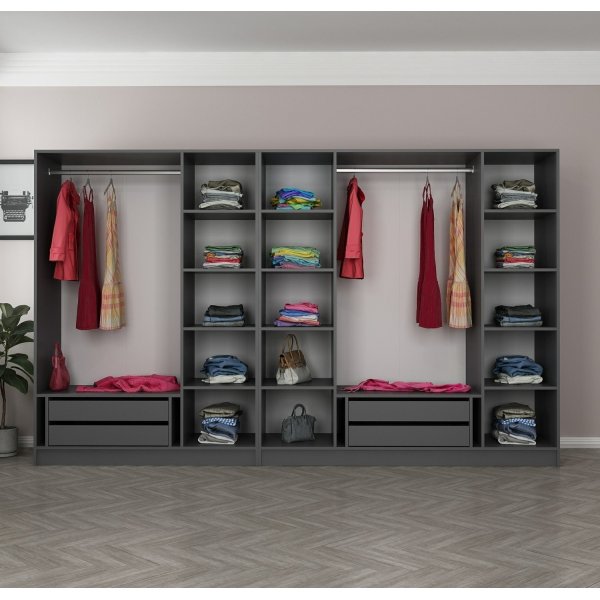 Cikani garderobeskap 315x52x210 cm, variant B - Antrasitt Cikani garderobeskap 315x52x210 cm, variant B - Antrasitt