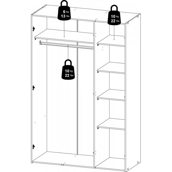 Romgarderobe med 3 dører - Hvit Romgarderobe med 3 dører - Hvit