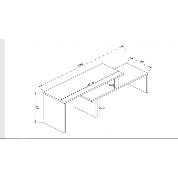 Ovit mediebenk - Svart/antrasitt