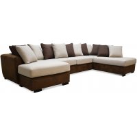 Delux U-sofa med åpen ende høyre - Brun/Beige/Vintage