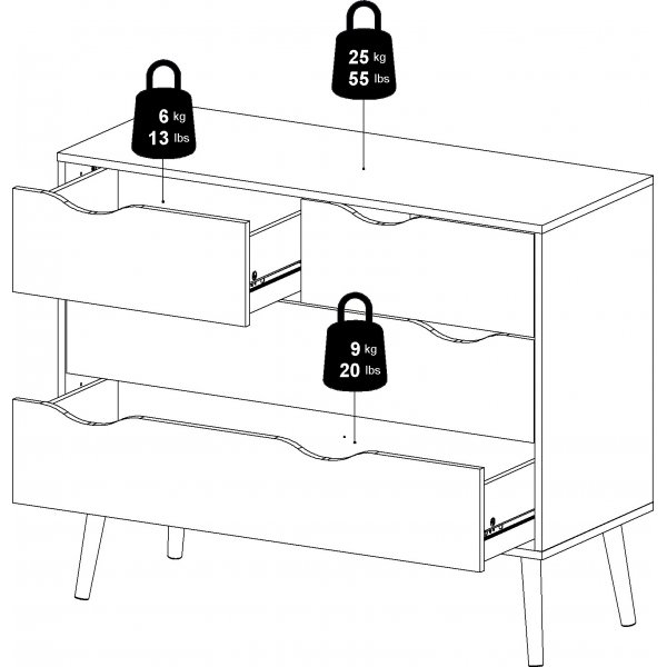 Oslo kommode med 4 skuffer - Sort/eik Oslo kommode med 4 skuffer - Sort/eik