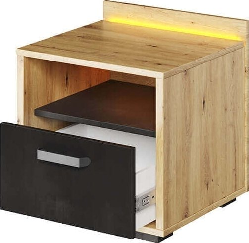 Qubic nattbord - Artisan eik/grå/svart Qubic nattbord - Artisan eik/grå/svart