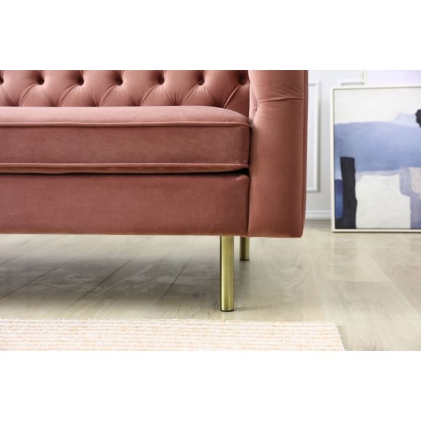 Toto 3-seters sofa - Rosa / Messing