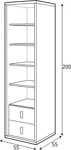 Simi bokhylle 55 cm - Hvit/hickory