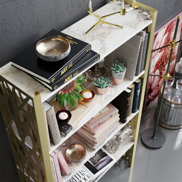 Tongfu bokhylle - Gull/hvit Tongfu bokhylle - Gull/hvit