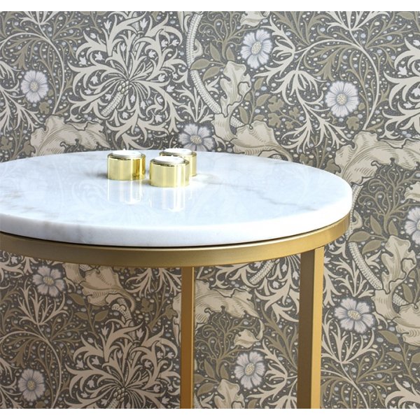 Accent sofabord rundt 50 - Hvit marmor / Messingfarget Accent sofabord rundt 50 - Hvit marmor / Messingfarget