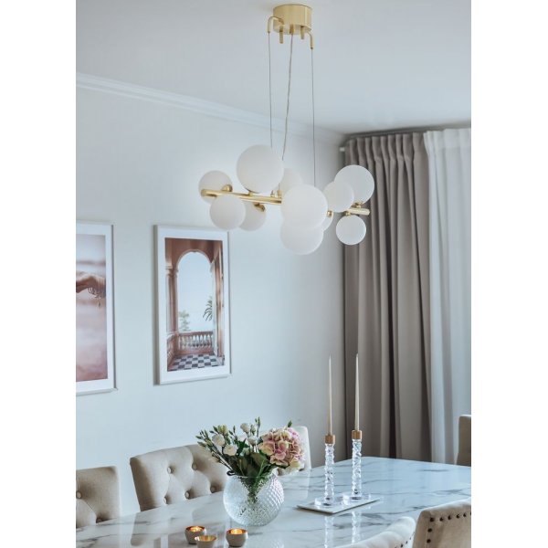 Taklampe Molekyl - Matt messing / opalhvit Taklampe Molekyl - Matt messing / opalhvit