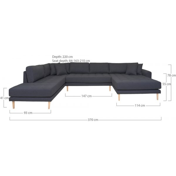 Lido U sofa med åpen finish - Mørkegrå Lido U sofa med åpen finish - Mørkegrå