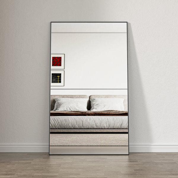 Helfigursspeil 100 × 170 cm - Svart aluminiumsramme - Blanche Helfigursspeil 100 × 170 cm - Svart aluminiumsramme - Blanche