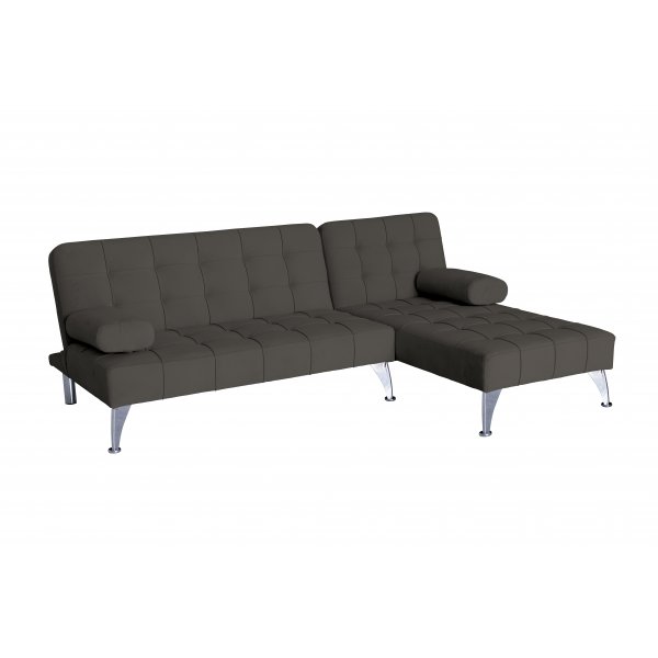 Sovesofa med divan brun flyel 198 cm