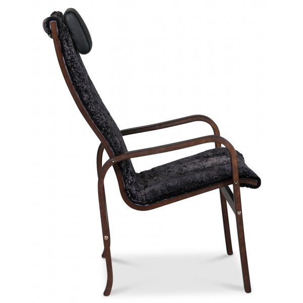 Fushion lenestol i saueskinn scandinavian dark grey - Mrk valntt