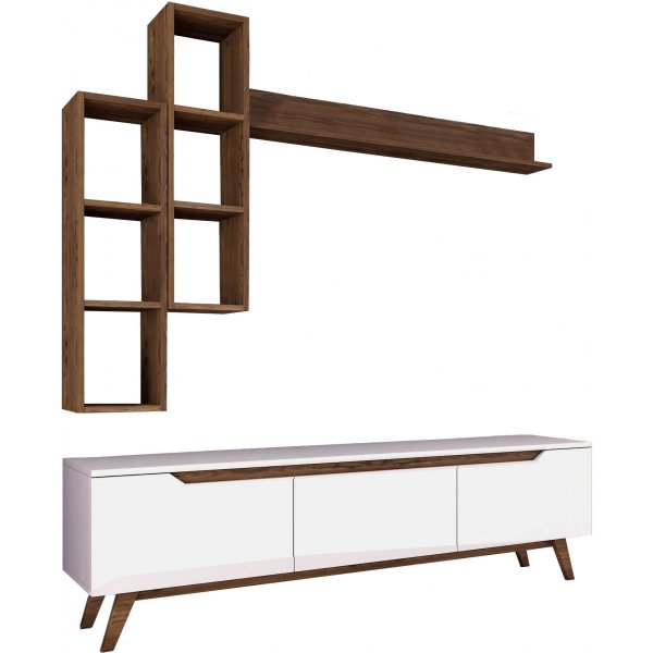 Marlon TV-stativ - Hvit/valnøtt Marlon TV-stativ - Hvit/valnøtt