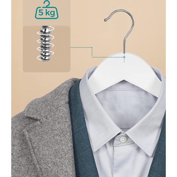 Kleshenger, tre, 44,5 cm, 50-pakning - Hvit