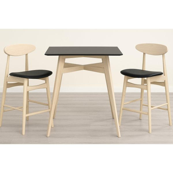 Barbord inkludert 2 barkrakker - Hvitvasket/svart