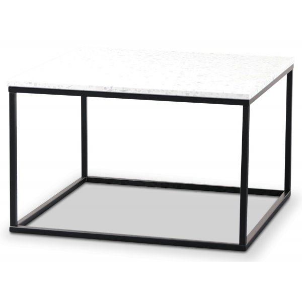 Terrazzo sofabord 75x75cm - Bianco Terrazzo & svart underdel