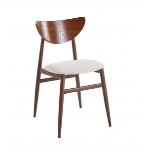 Ludvig-stol med beige stoff og valnøtt Ludvig-stol med beige stoff og valnøtt