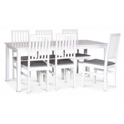 Fårö spisegruppe; spisebord, 180x90 cm med 6 Fårö spisestoler