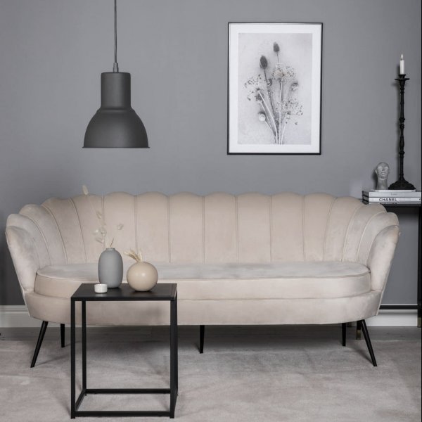 Ballini 3-seter sofa - Beige fløyel Ballini 3-seter sofa - Beige fløyel