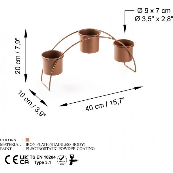 Platon 12 oppbevaringspotter - Kobber Platon 12 oppbevaringspotter - Kobber