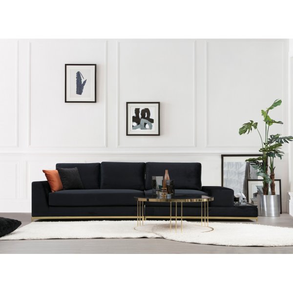 Line 4-seters sofa med sidebord - Svart