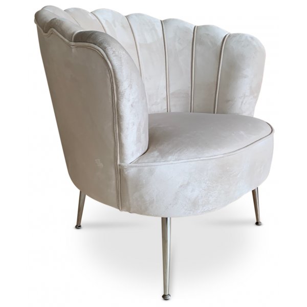 Snäckan lenestol - Gråbeige fløyel / Krom Snäckan lenestol - Gråbeige fløyel / Krom