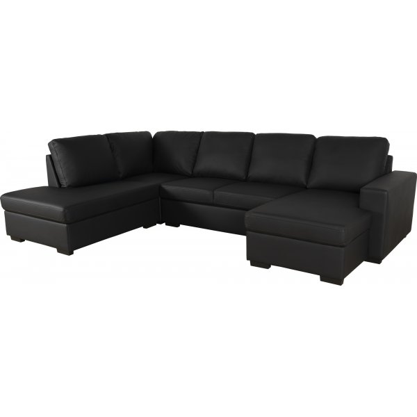 Solna U-sofa A3D - Resirkulert skinn + M?belrengj?ring