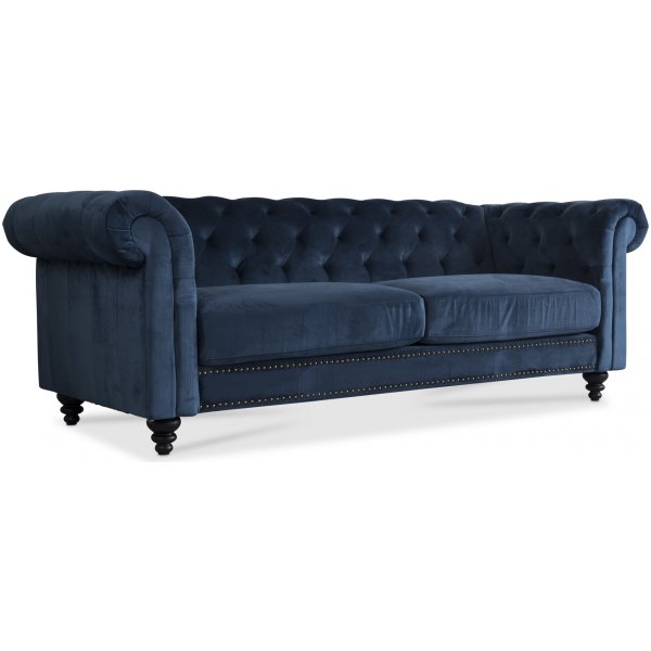 Chesterfield Royal 3-seters sofa - Mørkeblå fløyel Chesterfield Royal 3-seters sofa - Mørkeblå fløyel