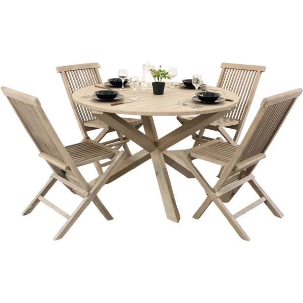 Rundt Saltö spisebord i grå teak - 120 cm i diameter Rundt Saltö spisebord i grå teak - 120 cm i diameter