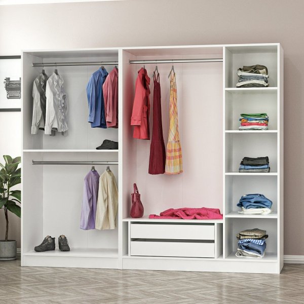 Larett garderobe 225x52x190 cm - Hvit Larett garderobe 225x52x190 cm - Hvit