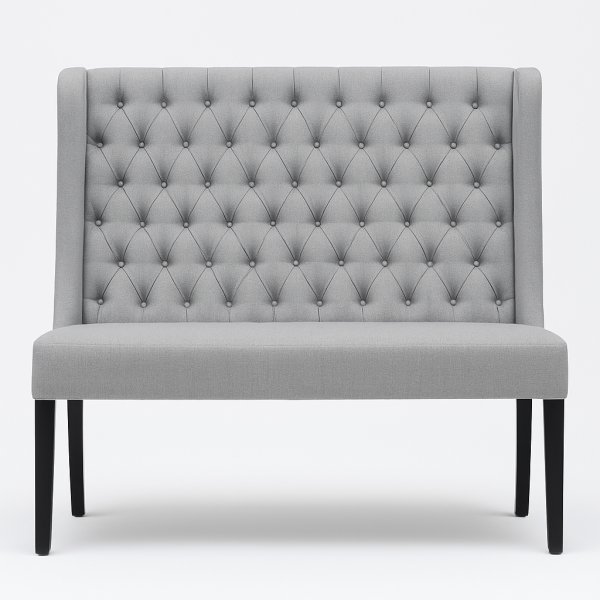 Kjkkensofa i grtt stoff, 120 cm bred