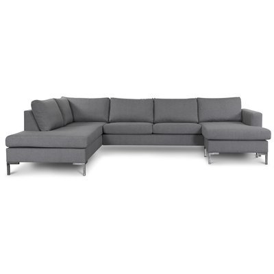 Nova U sofa lys grå stoff - Venstre + Møbelpleiesett for tekstiler