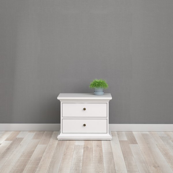 Paris nattbord med 2 skuffer - Hvit Paris nattbord med 2 skuffer - Hvit