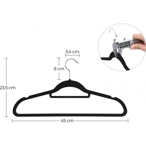 Kleshenger, flyel, 45 cm, 50-pakning - Sort