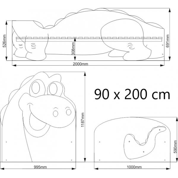 Dino barneseng - Valgfri strrelse!