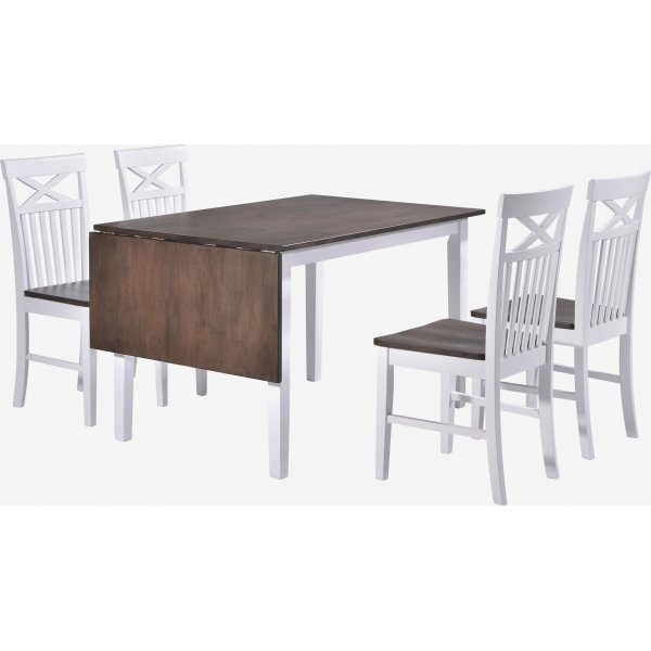 G�teborg spisebord 120-160 x 80 cm - Brunbeiset/hvitlakkert