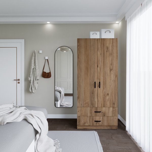 Yaman garderobeskap 80 x 47 x 182 cm - Furu Yaman garderobeskap 80 x 47 x 182 cm - Furu