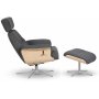 Marbck recliner- lenestol med fotskammel - Grtt tystoff / Tre