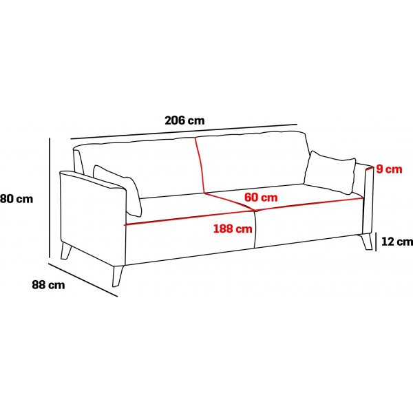 3-seters sovesofa - Svart