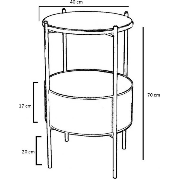 Pergo sidebord med kurv Ø40 cm - Sort/eik Pergo sidebord med kurv Ø40 cm - Sort/eik