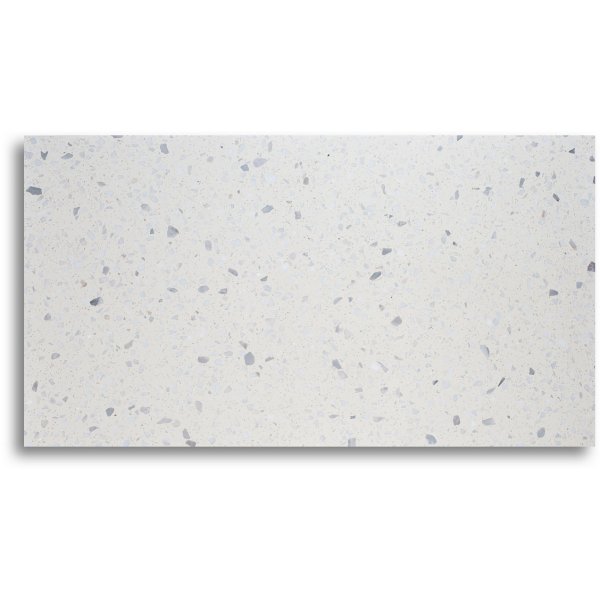 Terrazzo sofabord 75x75cm - Bianco Terrazzo & underdel Star messing