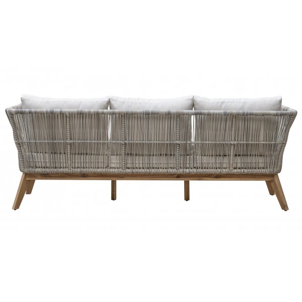 Inez loungegruppe; sofa, 2 lenestoler og salongbord - gr� syntetisk rotting og akasietre