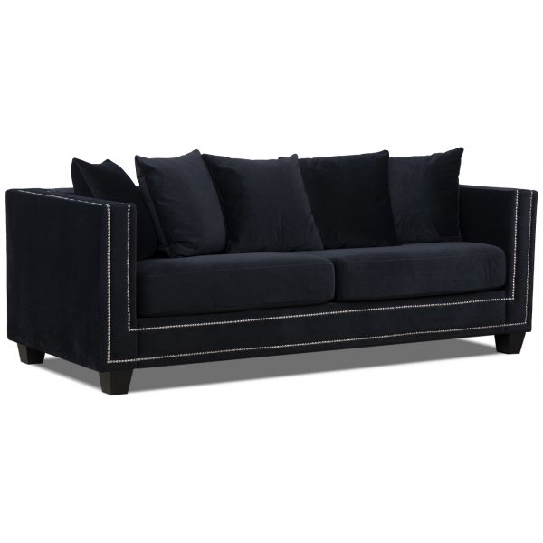 Temple Double Deco 3-seters sofa - Svart Fresh 17/slv nagler