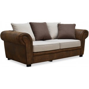 Delux 2-seter sofa med konlvoluttputer - Brun/Beige/Vintage Delux 2-seter sofa med konlvoluttputer - Brun/Beige/Vintage