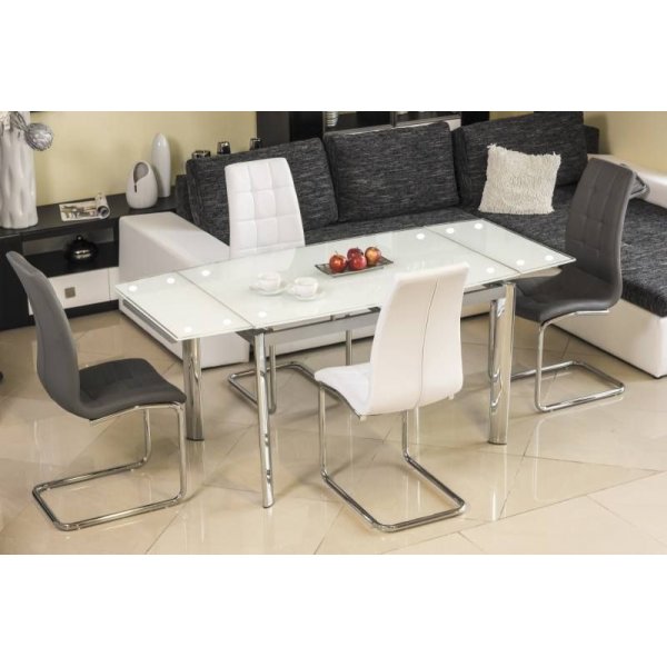 Spisebord Kennedi 120-180 cm - Krom/hvit