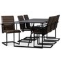 Lazio spisegruppe 195 cm bord med 6 st Lazio stoler - Vintage/Svart