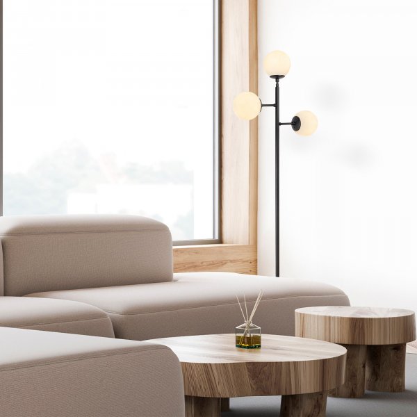 Atlas gulvlampe, opal - Svart