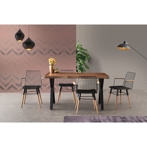 Pera spisebord 140 cm - Sort/valntt