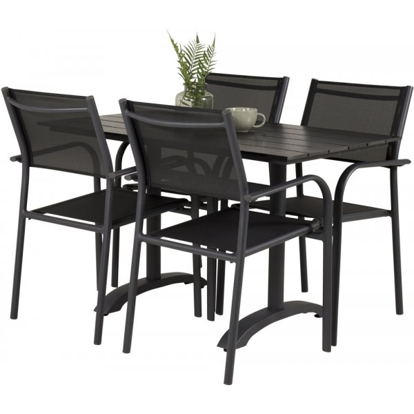 Denver uteservering sett med 4 Santorini stoler - Svart Denver uteservering sett med 4 Santorini stoler - Svart